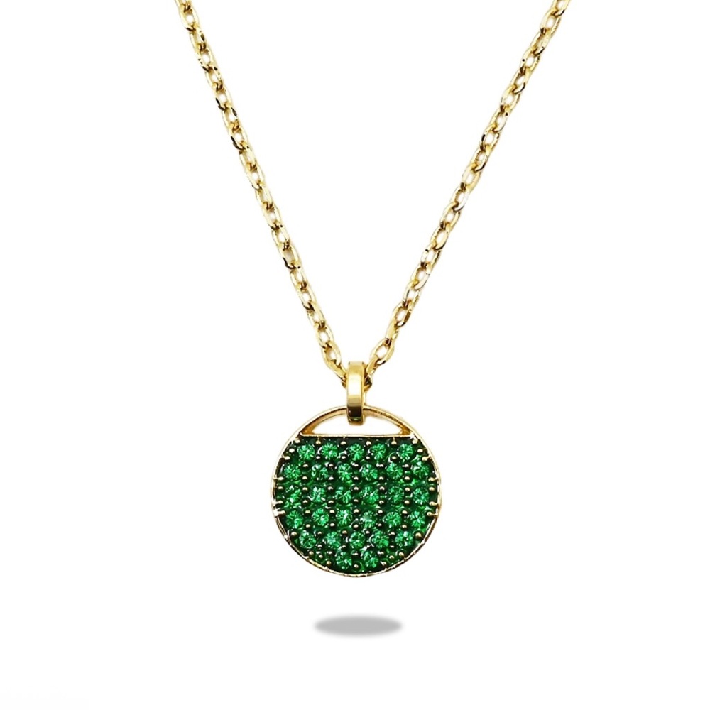 Swarovski Green Pendant Gold-Tone Necklace NIB Iconic Swarovski Packaging